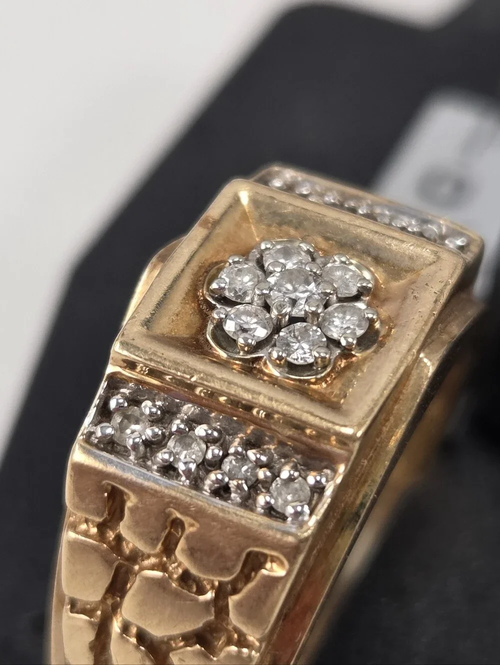 Vintage 10K Solid Gold Diamond Nugget Ring Sz 10